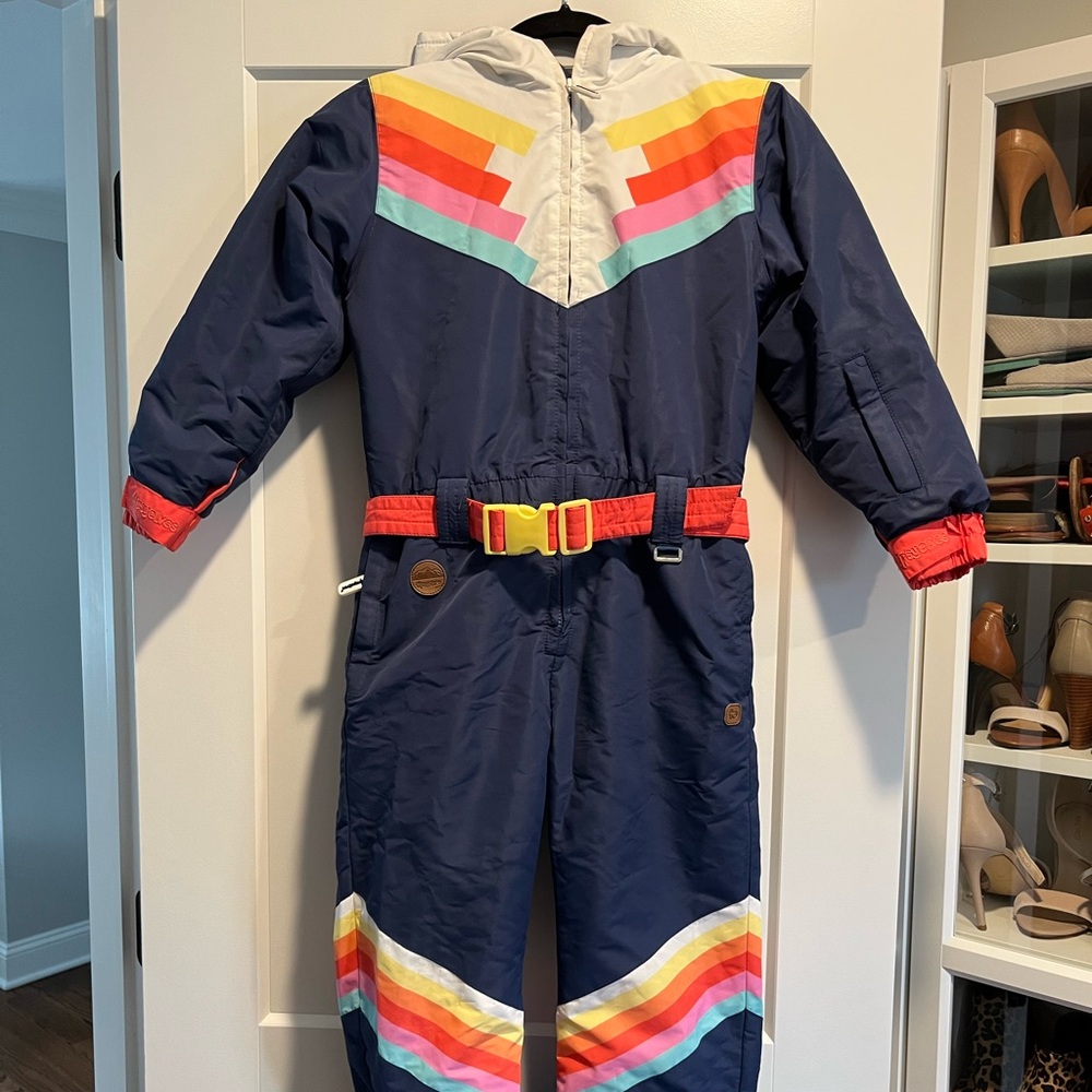Tipsy Elves Kids Rainbow Snowsuit - Navy and Multicolor
